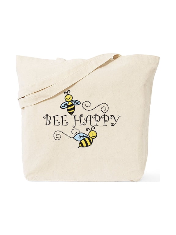 - Bee Happy Tote Bag - Unisex Canvas Tote Bag, Beige, 1-Piece