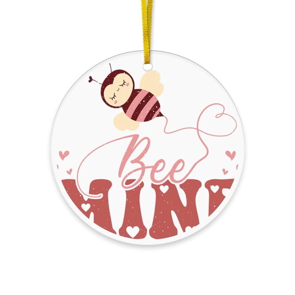 CafePress - Bee Mine Cute Valentine's Day Bee - Acrylic Circle Christmas Ornament