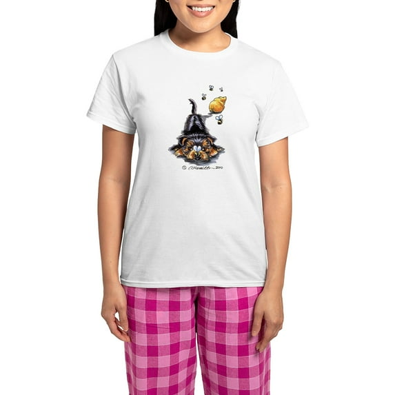 CafePress - Bee Yorkie Lover Women's Light Pajamas - Women's Short Sleeve Print T-Shirt and Pants Light Cotton Pajama Set