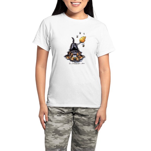 CafePress - Bee Yorkie Lover Women's Light Pajamas - Women's Short Sleeve Print T-Shirt and Pants Light Cotton Pajama Set
