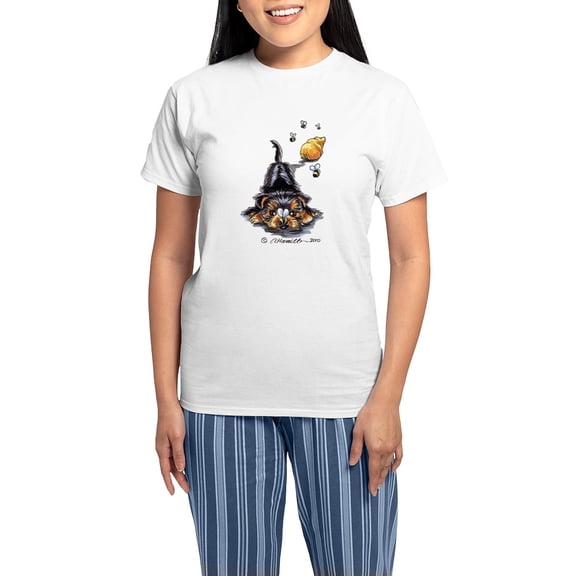 CafePress - Bee Yorkie Lover Women's Light Pajamas - Women's Short Sleeve Print T-Shirt and Pants Light Cotton Pajama Set