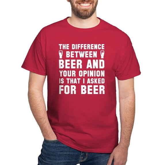 CafePress - Beer And Your Opinion Dark T Shirt - Men's Classic Graphic Cotton T-Shirt