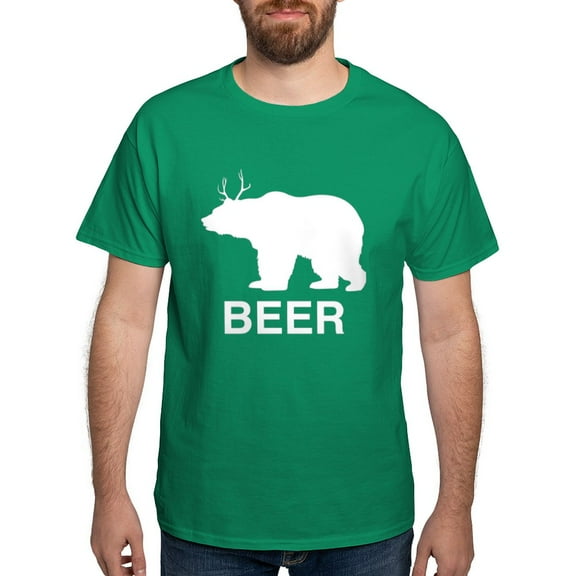 CafePress - Beer. Bear With Deer Antlers T Shirt - Men's Classic Graphic Cotton T-Shirt