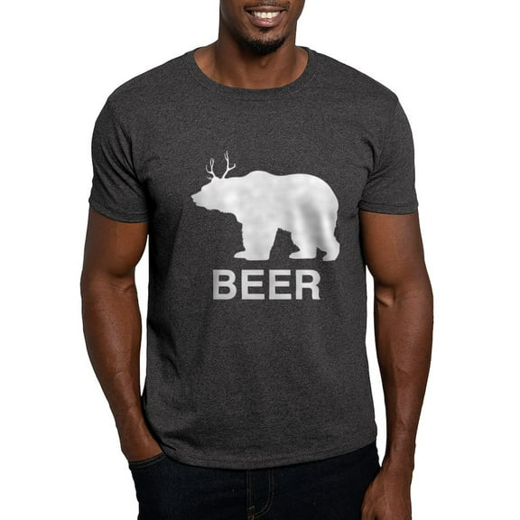 CafePress - Beer. Bear With Deer Antlers T Shirt - Men's Classic Graphic Cotton T-Shirt