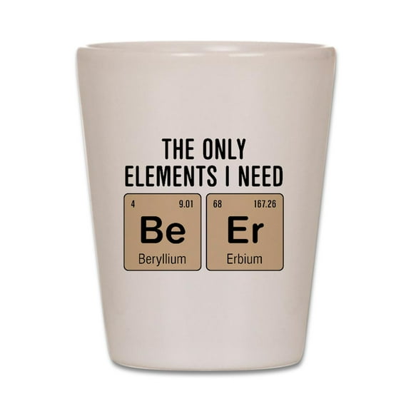 CafePress - Beer Chemistry Elements - White Shot Glass, Unique and Funny Shot Glass