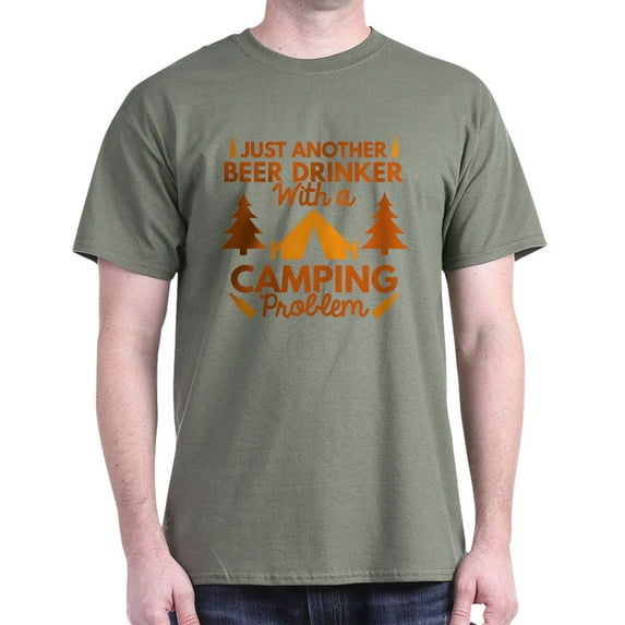 CafePress - Beer Drinker Camping Dark T Shirt - Men's Classic Graphic Cotton T-Shirt