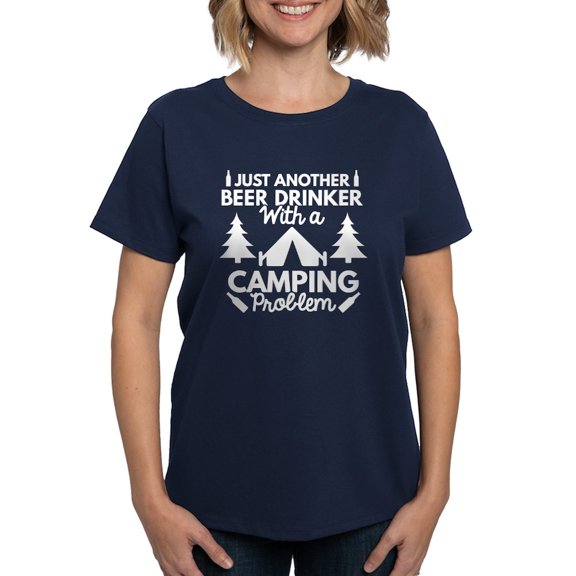 CafePress - Beer Drinker Camping Women's Dark T Shirt - Women's Traditional Fit Dark T-Shirt
