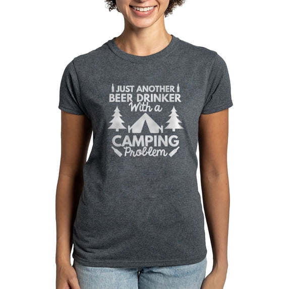 CafePress - Beer Drinker Camping Women's Dark T Shirt - Women's Traditional Fit Dark T-Shirt