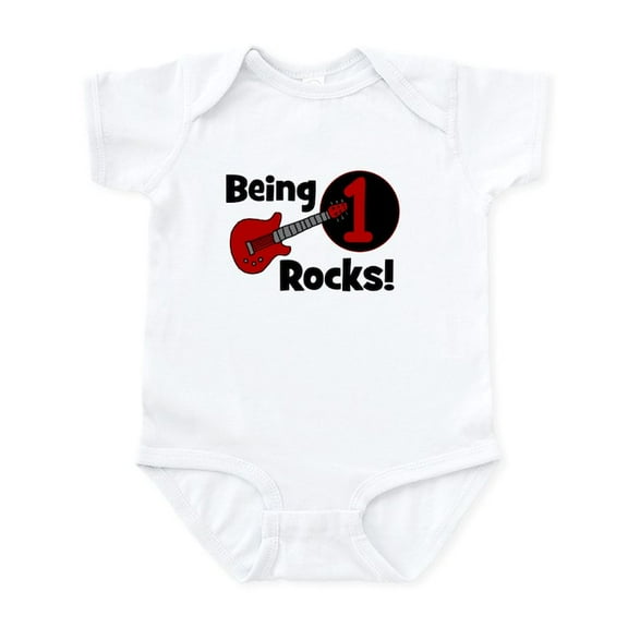 CafePress - Being 1 Rocks! Guitar Infant Bodysuit - Baby Light Bodysuit, Size Newborn - 24 Months