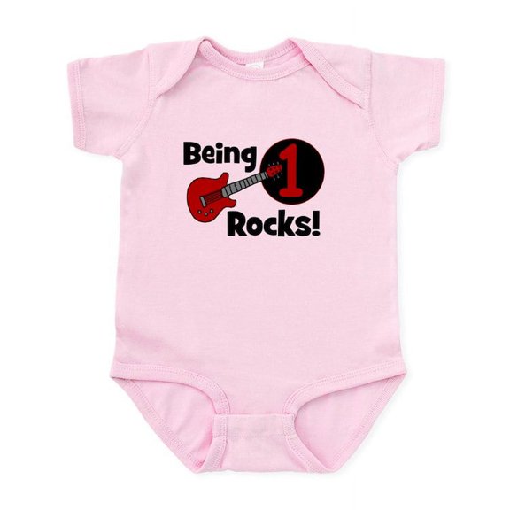 CafePress - Being 1 Rocks! Guitar Infant Bodysuit - Baby Light Bodysuit, Size Newborn - 24 Months
