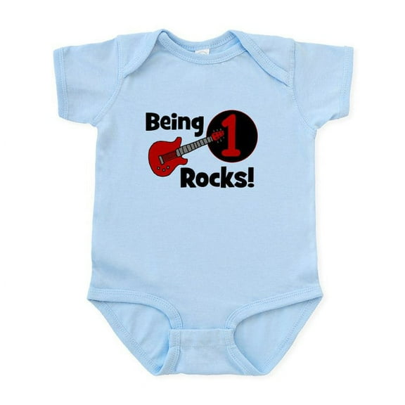 CafePress - Being 1 Rocks! Guitar Infant Bodysuit - Baby Light Bodysuit, Size Newborn - 24 Months