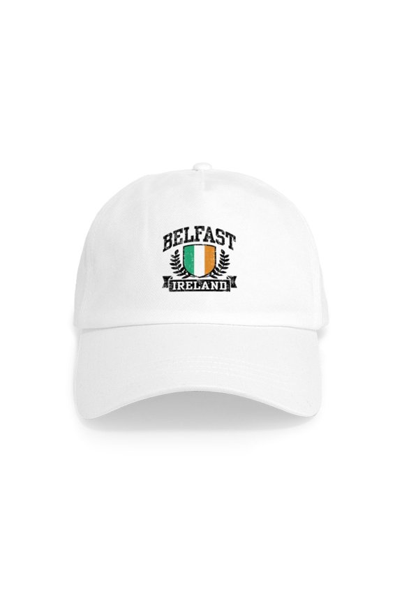 - Belfast Ireland Cap - Adjustable 100% Brushed Unisex Casual Cotton Baseball Cap, Beige, 1