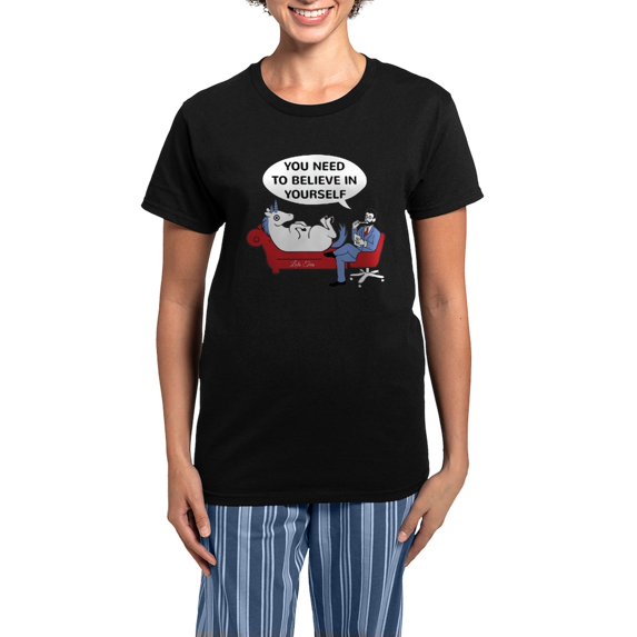 CafePress - Believe In Yourself Pajamas - Women's Short Sleeve Print T-Shirt and Pants Dark Cotton Pajama Set