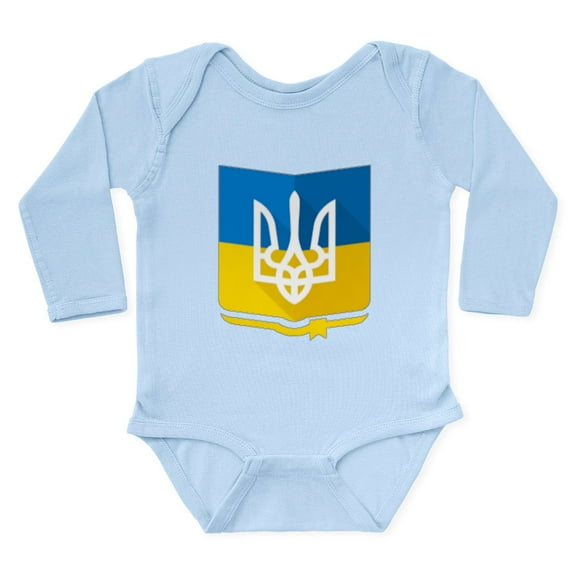 CafePress - Bendera Ukraina Body Suit - Long Sleeve Cotton Baby Bodysuit