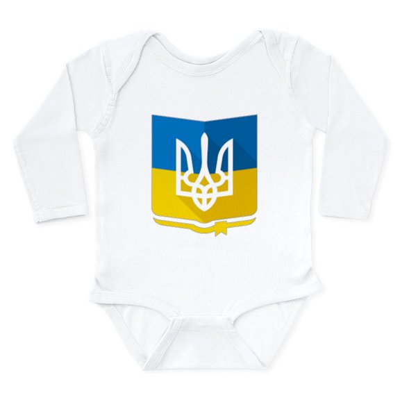 CafePress - Bendera Ukraina Body Suit - Long Sleeve Cotton Baby Bodysuit