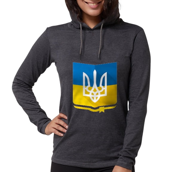 CafePress - Bendera Ukraina Long Sleeve T Shirt - Womens Hooded Shirt