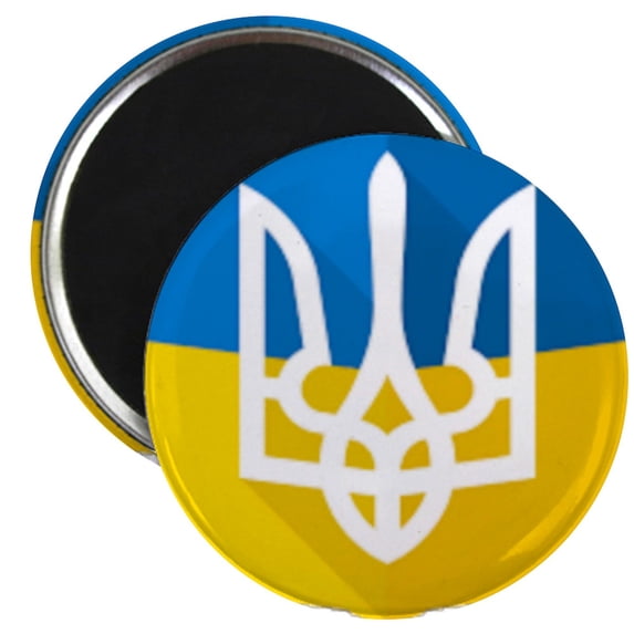 CafePress - Bendera Ukraina Magnets - 2.25" Round Magnet, Refrigerator Magnet, Button Magnet Style