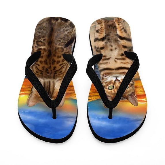 CafePress - Bengal Cat On The Beach Flip Flops - Flip Flops, Funny Thong Sandals, Beach Sandals
