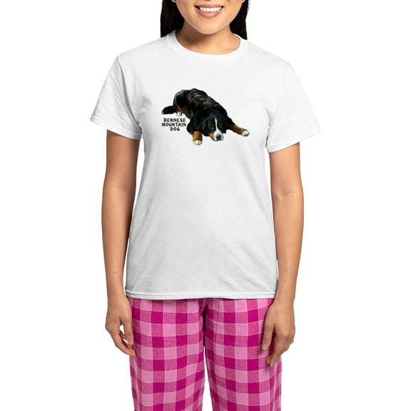 CafePress - Berner Rug Pose Women's Light Pajamas - Women's Short Sleeve Print T-Shirt and Pants Light Cotton Pajama Set