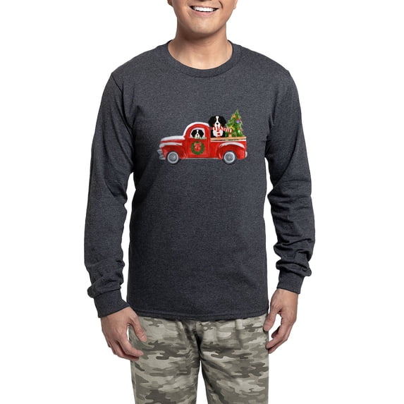 CafePress - Berners Red Christmas Truck - Men's Long Sleeve Charcoal Pajama Set