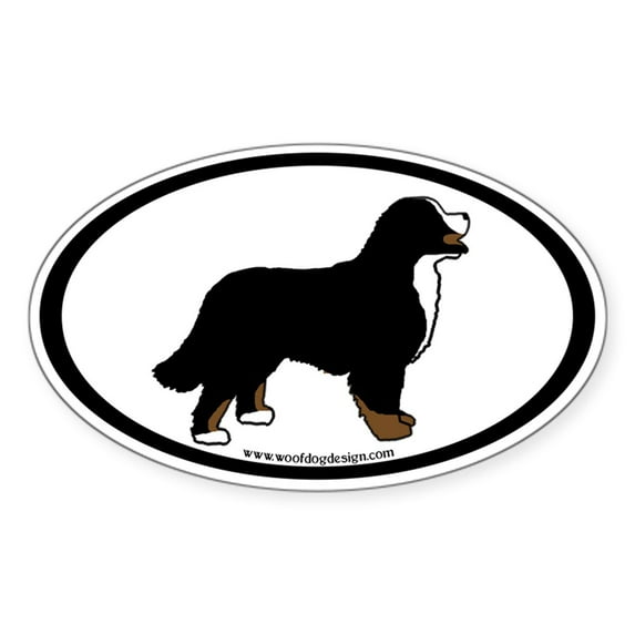 CafePress - Bernese Mt. Dog (Inner Border) Oval Sticker - Sticker (Oval)