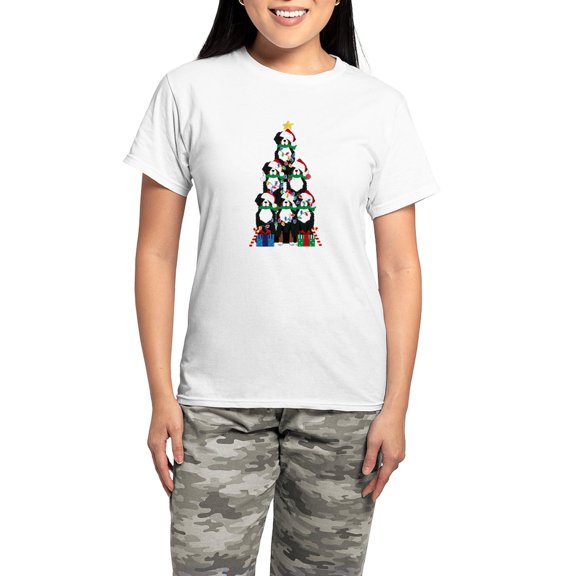 CafePress - Bernese Mt Dog Xmas Tree Pajamas - Women's Short Sleeve Print T-Shirt and Pants Light Cotton Pajama Set