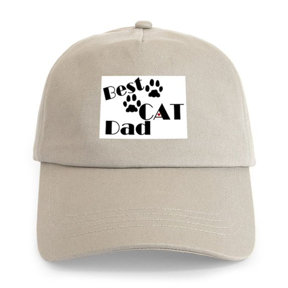 CafePress - Best Cat Dad Cap - Adjustable 100% Brushed Unisex Casual Cotton Baseball Cap, Beige, 1