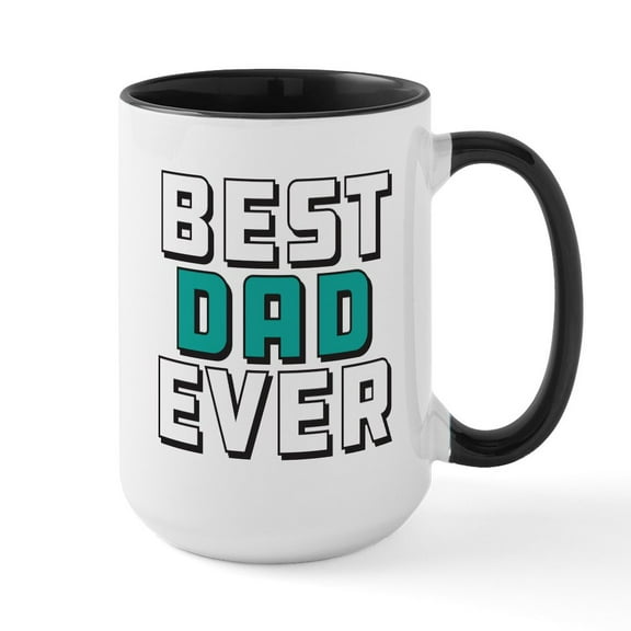CafePress - Best Dad Ever Mugs - 15 oz Ceramic Large White Novelty Mug