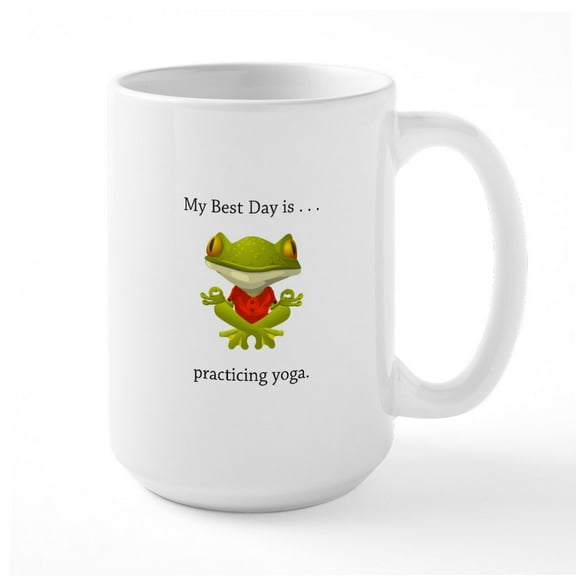 CafePress - Best Day Frog Yoga Gifts Mugs - 15 oz Ceramic Large White Novelty Mug