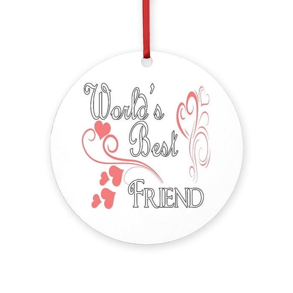 CafePress - Best Friends Pink Hearts -  Round Wood Ornament 4"