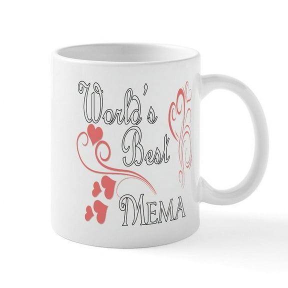 CafePress - Best Mema Hearts - 11 oz Ceramic Mug - Novelty Coffee Tea Cup