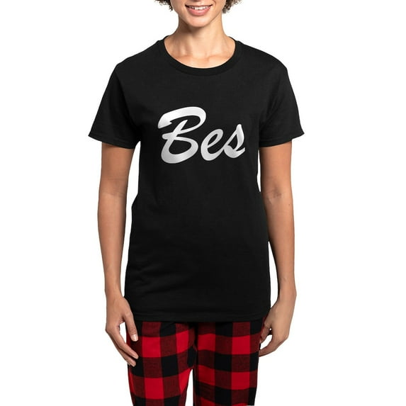 CafePress - Besties Pt 1 Pajamas - Women's Short Sleeve Print T-Shirt and Pants Dark Cotton Pajama Set