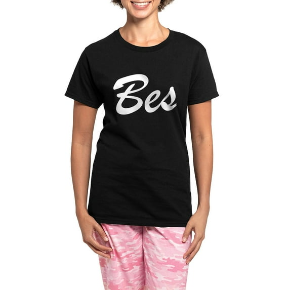 CafePress - Besties Pt 1 Pajamas - Women's Short Sleeve Print T-Shirt and Pants Dark Cotton Pajama Set