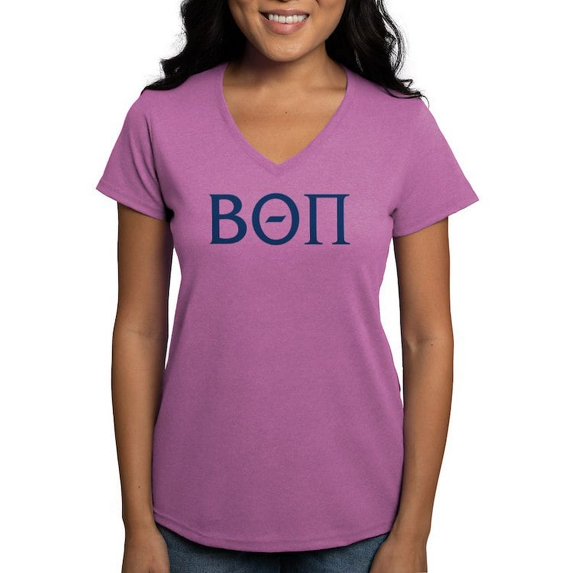 CafePress - Beta Theta Pi Letters T Shirt - Women's V-Neck Dark T-Shirt
