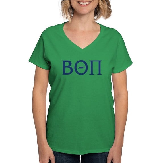 CafePress - Beta Theta Pi Letters T Shirt - Women's V-Neck Dark T-Shirt