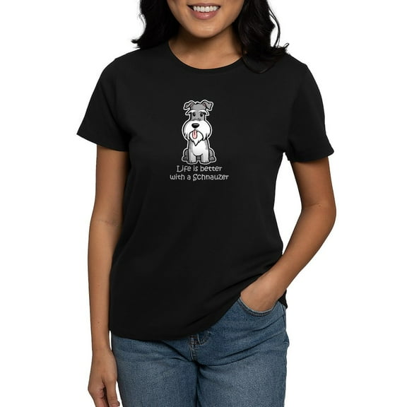 CafePress - Better With A Schnauzer Women's Dark T Shirt - Women's Traditional Fit Dark T-Shirt