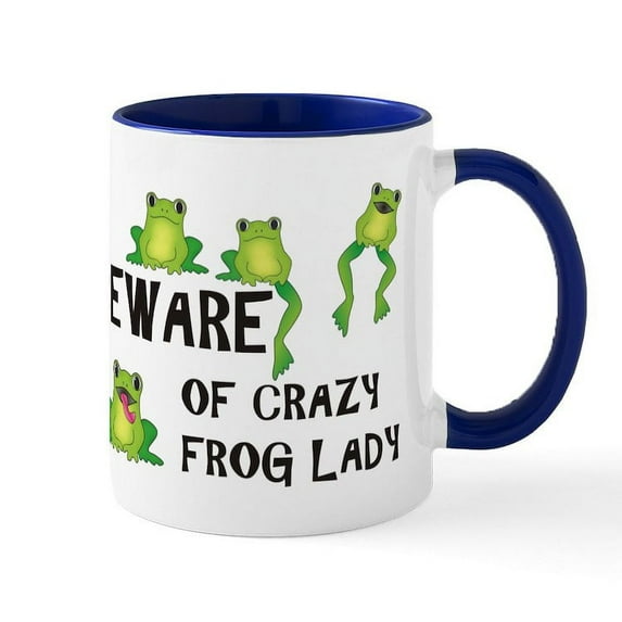 CafePress - Beware Of Crazy Frog Lady Mug - 11 oz Ceramic Mug - Novelty Coffee Tea Cup