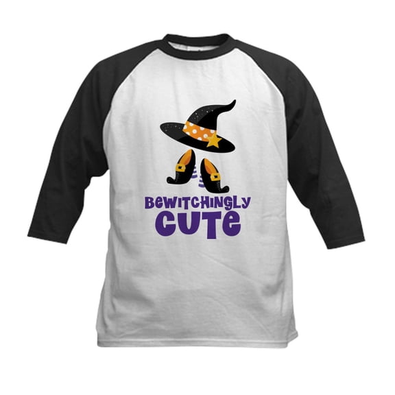 CafePress - Bewitchingly Cute Witch Baby Baseball Jersey - Kids Cotton Baseball Jersey, 3/4 Sleeve Shirt