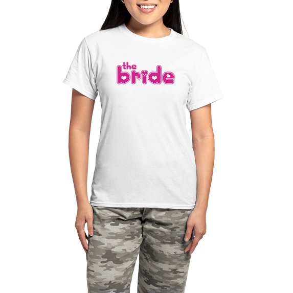 CafePress - Bg Hearts Bride Women's Light Pajamas - Women's Short Sleeve Print T-Shirt and Pants Light Cotton Pajama Set