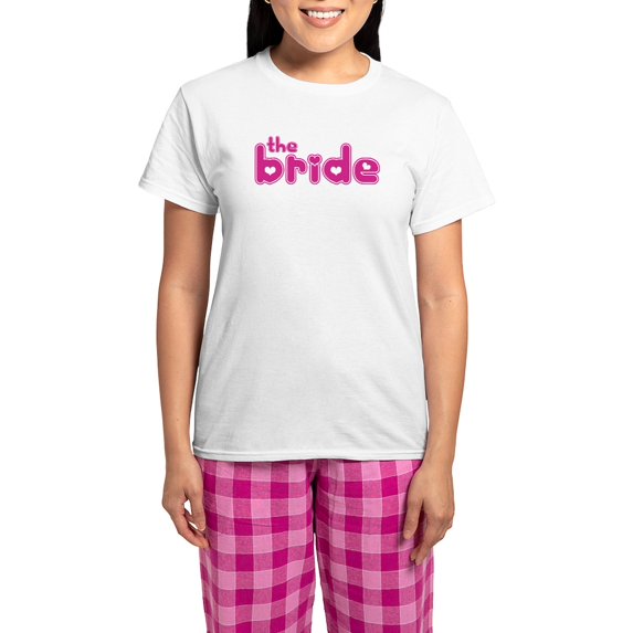 CafePress - Bg Hearts Bride Women's Light Pajamas - Women's Short Sleeve Print T-Shirt and Pants Light Cotton Pajama Set