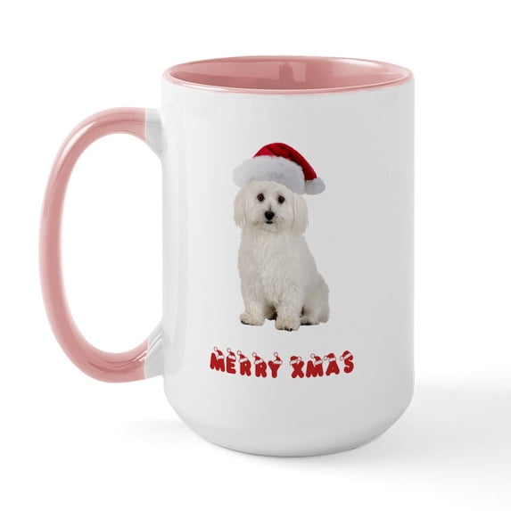 CafePress - Bichon Frise Christmas Large Mug - 15 oz Ceramic Large White Nolvety Mug