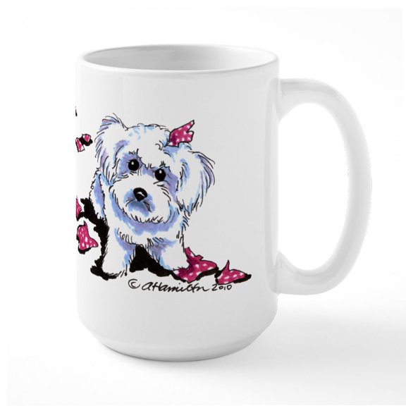 CafePress - Bichon Frise Mischief Large Mug - 15 oz Ceramic Large White Novelty Mug