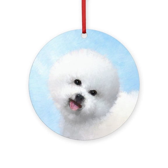 CafePress - Bichon Frise -  Round Wood Ornament 4"