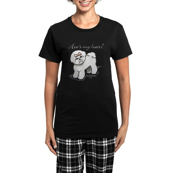 CafePress - Bichon Hair Humor Women's Dark Pajamas - Women's Short Sleeve Print T-Shirt and Pants Dark Cotton Pajama Set