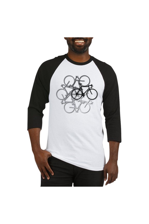 - Bicycle Circle Baseball Jersey - Cotton Baseball Jersey, 3/4 Raglan Sleeve Shirt