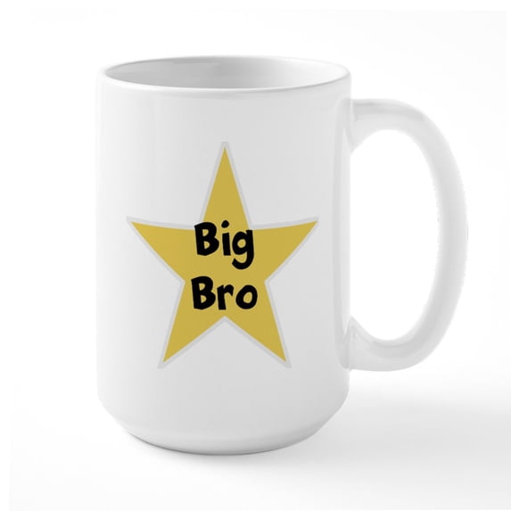 CafePress - Big Bro, Fun, Star, Large Mug - 15 oz Ceramic Large White Novelty Mug