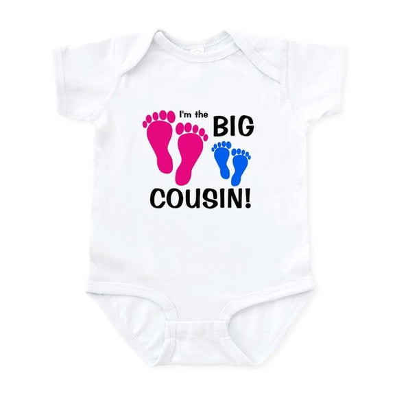 CafePress - Big Cousin Baby Footprints Infant Bodysuit - Baby Light Bodysuit, Size Newborn - 24 Months