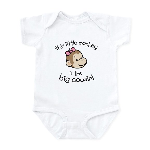 CafePress - Big Cousin Monkey Face Body Suit - Baby Light Bodysuit, Size Newborn - 24 Months