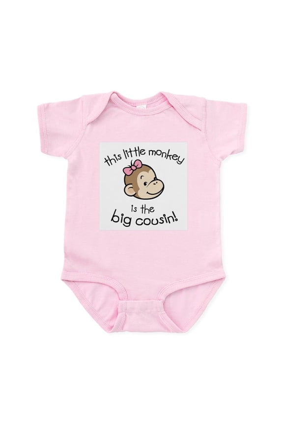 - Big Cousin Monkey Face Body Suit - Baby Light Bodysuit, Size Newborn - 24 Months