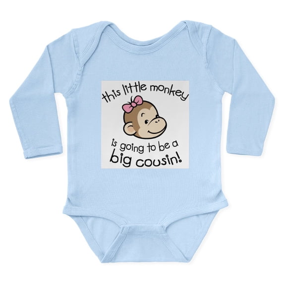 CafePress - Big Cousin To Be Monkey Face Body Suit - Long Sleeve Cotton Baby Bodysuit